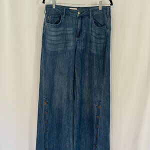 Free People Pilcro Wide Leg Button Detail Jeans Size 29